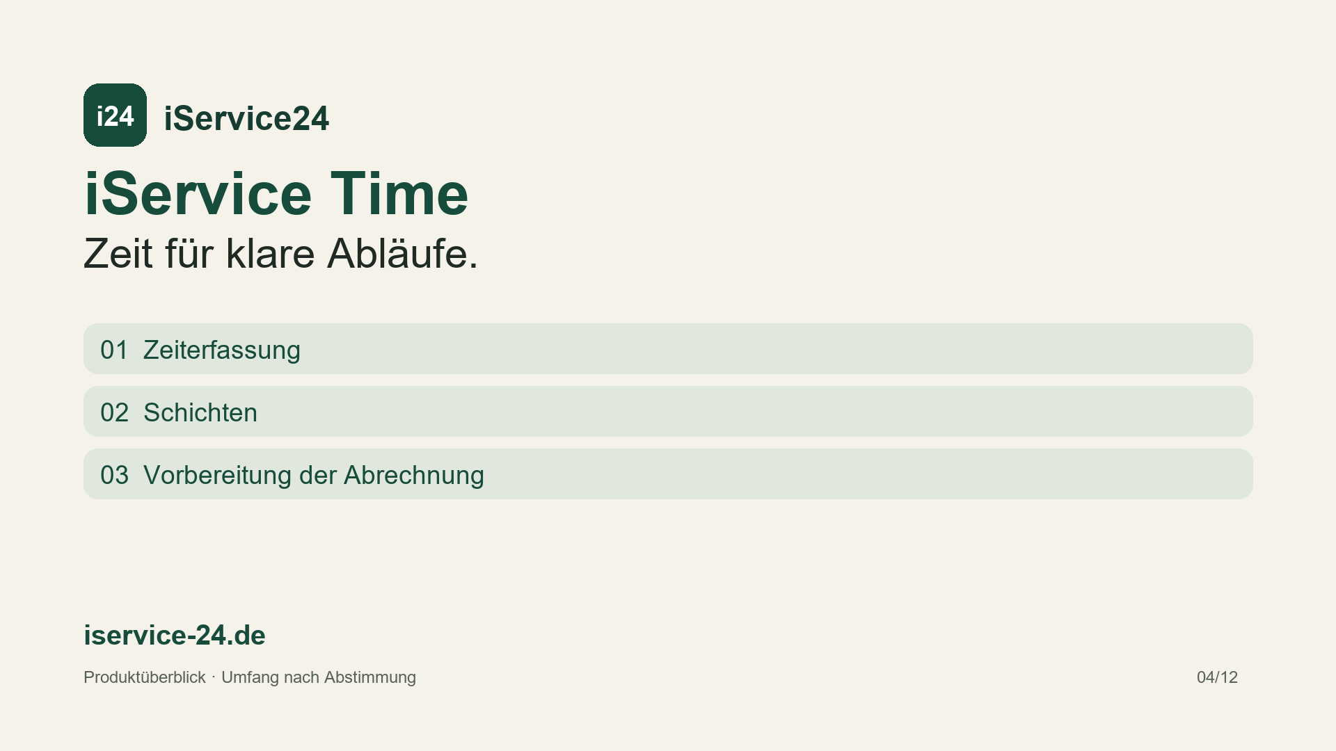 Produktüberblick Time